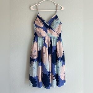 Blue floral knee-length dress - wedding guest